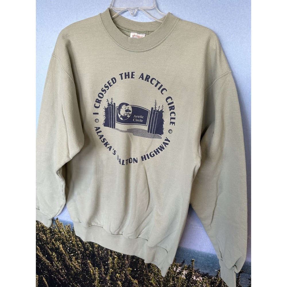VTG 90s "I Crossed The‎ Artic Circle" Sweatshirt Hanes Heavyweight Crewneck M